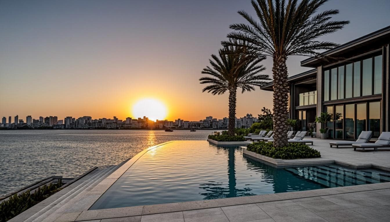 Infinity pool overlooking the waterway