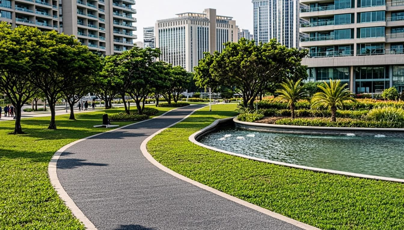 Green parks and jogging tracks